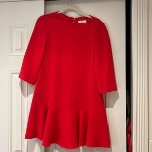 Kate spade red 3/4 sleeve drop waist dress (2)